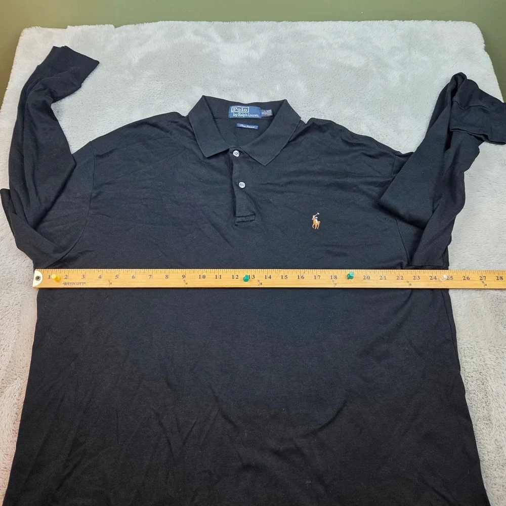 Polo Ralph Lauren Long Sleeve Polo Mens XL Pima Interlock Flesh Pony Black Shirt